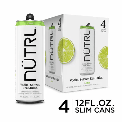 NUTRL VODKA LIME SELTZER 4PK 12OZ CAN - Wine barrel Plus