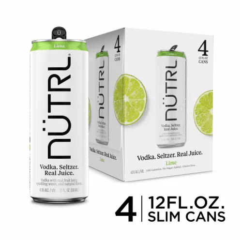 NUTRL VODKA LIME SELTZER 4PK 12OZ CAN - Wine barrel Plus