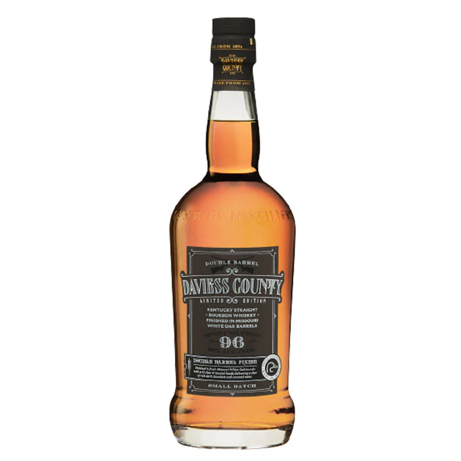 Bottle of Daviness County whiskey on a white background
