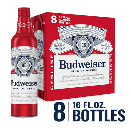 Budweiser 8 16oz Alum Bottle - Wine barrel Plus
