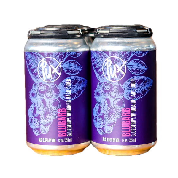 PUX BLUBARB BLUEBERRY /RHUBARB 4PK 12OZ CAN CIDER - Wine barrel Plus