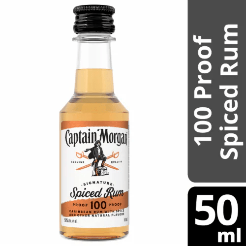 CAPTAIN MORGAN SPICED RUM 50ML 100 PROOF - Wine barrel Plus