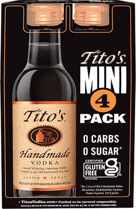 TITO'S HANDMADE VODKA 50ML 80 PROOF 4PK - Wine barrel Plus