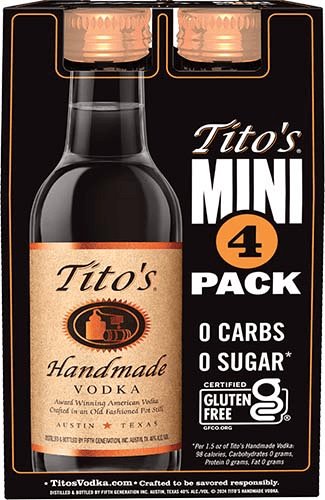 TITO'S HANDMADE VODKA 50ML 80 PROOF 4PK - Wine barrel Plus