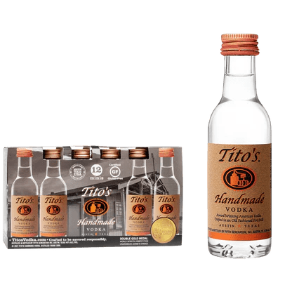 TITO'S HANDMADE VODKA 12 PK 80 Proof 50 ml - Wine barrel Plus