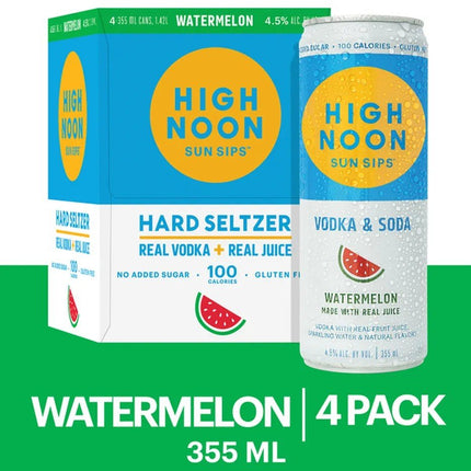 HIGHNOON WATERMELON VODKA SELTZER 4PK - Wine barrel Plus