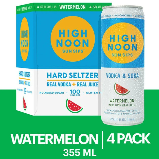 HIGHNOON WATERMELON VODKA SELTZER 4PK - Wine barrel Plus