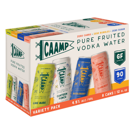 CAAMP VODKA WATER RTD ZERO SUGAR 8PK 12OZ CAN - Wine barrel Plus