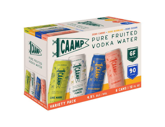 CAAMP VODKA WATER RTD ZERO SUGAR 8PK 12OZ CAN - Wine barrel Plus