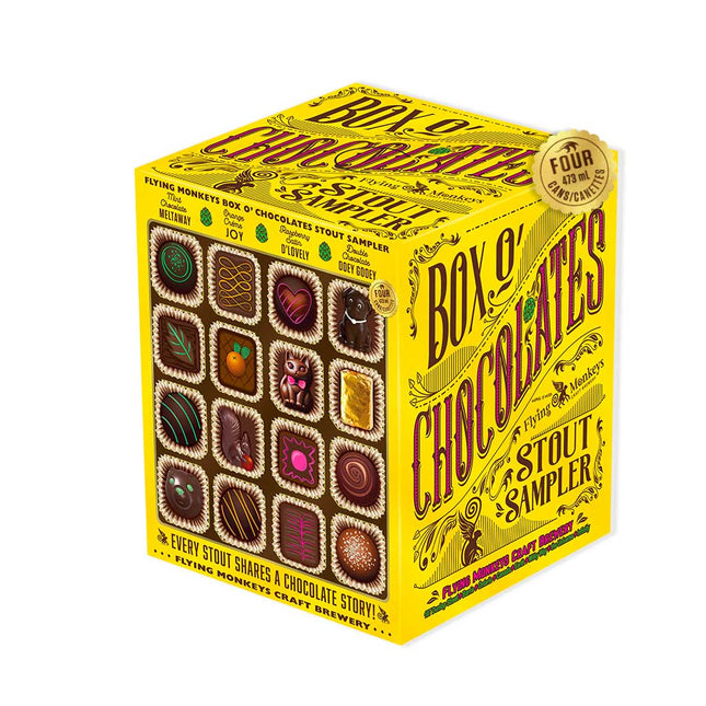 FLYING MONKEYS BOX OF CHOCOLATES STOUT VARIETY 4PK - Wine barrel Plus