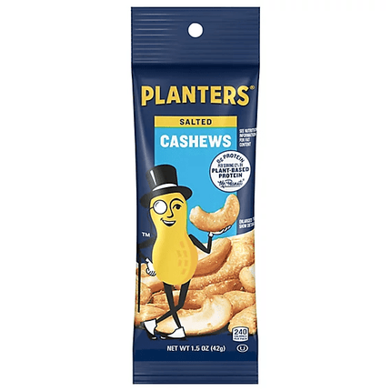 PLANTERS SALTED CASHEWS 1.5OZ - Wine barrel Plus