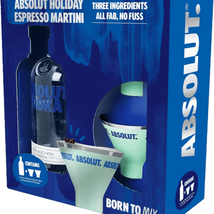 ABSOLUT 80 WITH 2 MARTINI GLASS 750ML 80 PROOF - Wine barrel Plus