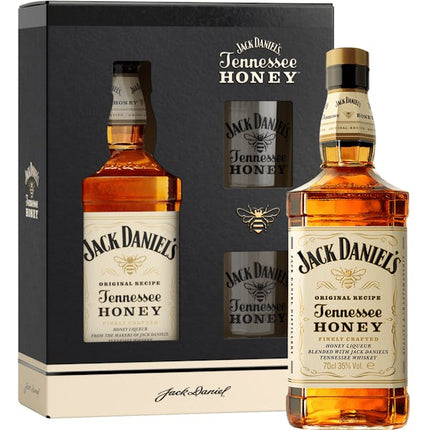 J DANIELS TENN HONEY W/2 GLS 70 Proof 750 ml - Wine barrel Plus