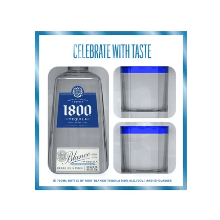 1800 BLANCO W/2 ROCKS GLASS 750ML 80 PROOF - Wine barrel Plus