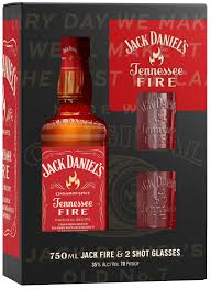JACK DANIEL'S FIRE W/2 GLASS 750ML 70 PROOF - Wine barrel Plus