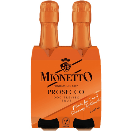 MIONETTO PRESTIGE Prosecco Brut 187 x 2 Packs - Wine barrel Plus