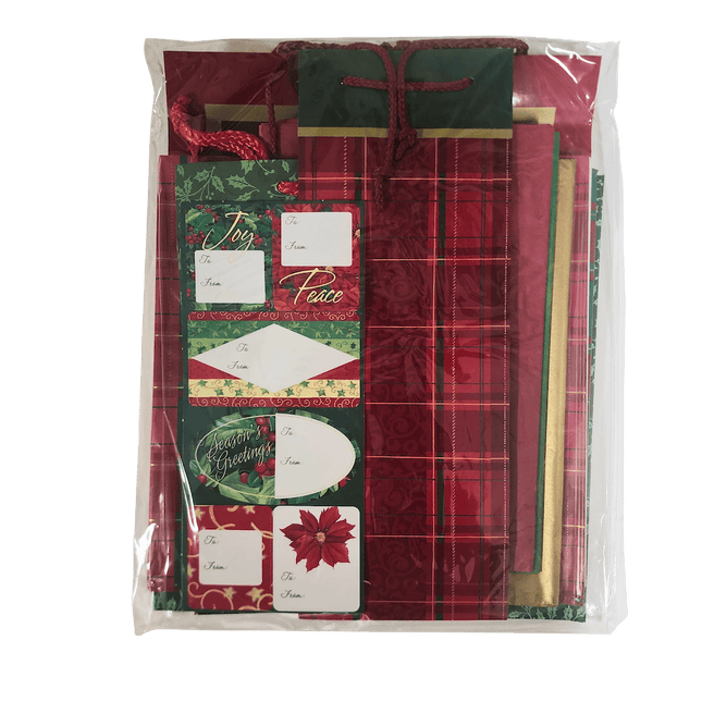 CHRISTMAS GIFT SET BAG+WRAPS+GIFT TAG - Wine barrel Plus