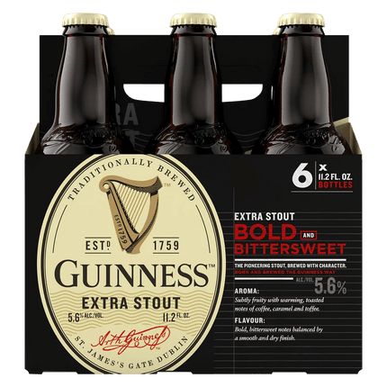 Guinness Extra Stout 11.2oz 6PK Bottle - Wine barrel Plus