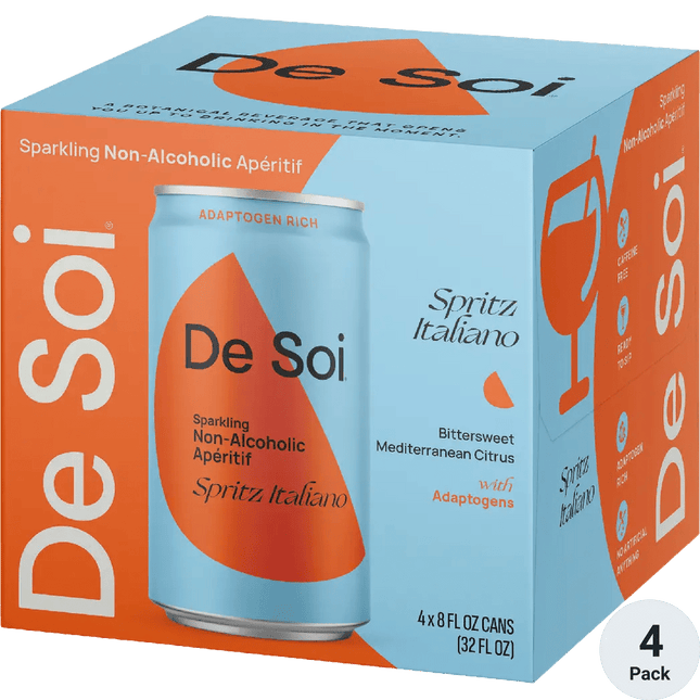 DE SOI SPRITZ ITALIANO NON ALCOHLIC 4PK 8OZ CAN - Wine barrel Plus