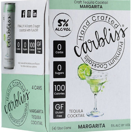 CARBLISS TEQUILA COCKTAIL MARGARITA 4PK 12OZ CAN - Wine barrel Plus
