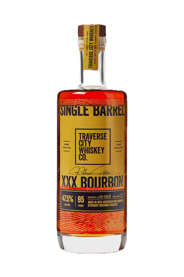 TRAVERSE CITY SINGLE BARREL XXX BOURBON 750ML 95 PROOF - Wine barrel Plus