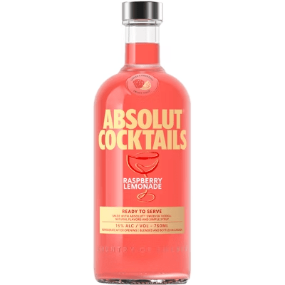 ABSOLUT COCKTAILS RASBERRY LEMONADE 750ML 30 PROOF - Wine barrel Plus