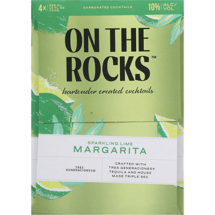 ON THE ROCKS SPARKLING LIME MARGARITA 4PK 12OZ CAN - Wine barrel Plus