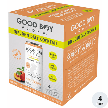GOOD BOY VODKA PEACH ICED TEA & LEMONADE4PK 355ML CANS - Wine barrel Plus