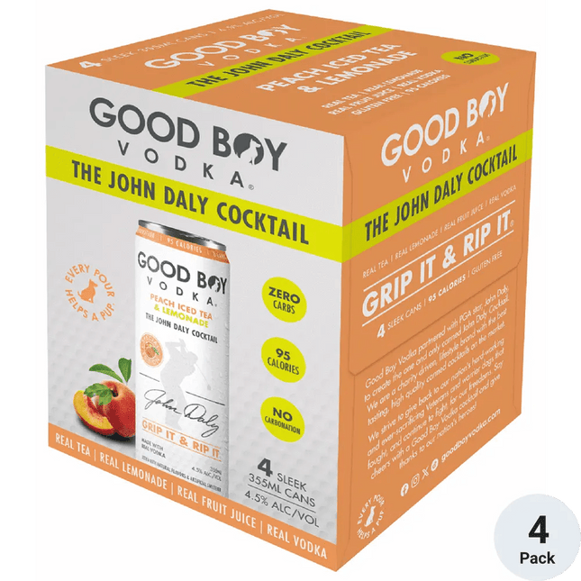 GOOD BOY VODKA PEACH ICED TEA & LEMONADE4PK 355ML CANS - Wine barrel Plus