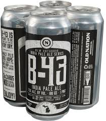 Four cans of B-43 India Pale Ale on a white background