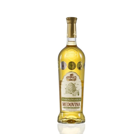Bottle of Medovina on a white background