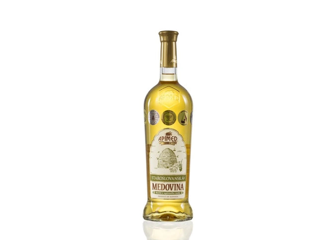 Bottle of Medovina on a white background