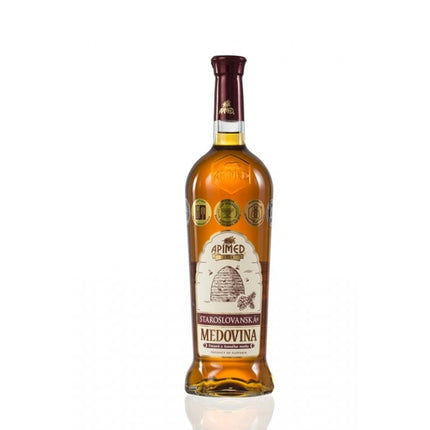 Bottle of Medovina on a white background