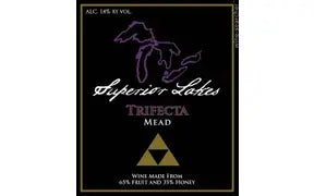 Trifecta Mead label with logo and text on a black background