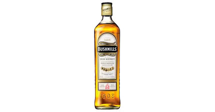 Bottle of Bushmills whiskey on a white background