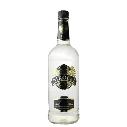 Bottle of Nikolai vodka on a white background