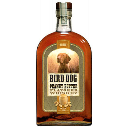 Bottle of Bird Dog Peanut Butter Flavored Whiskey on a white background