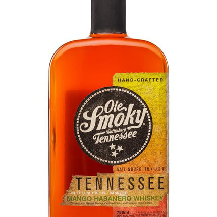 Bottle of Ole Smoky Tennessee whiskey on a white background