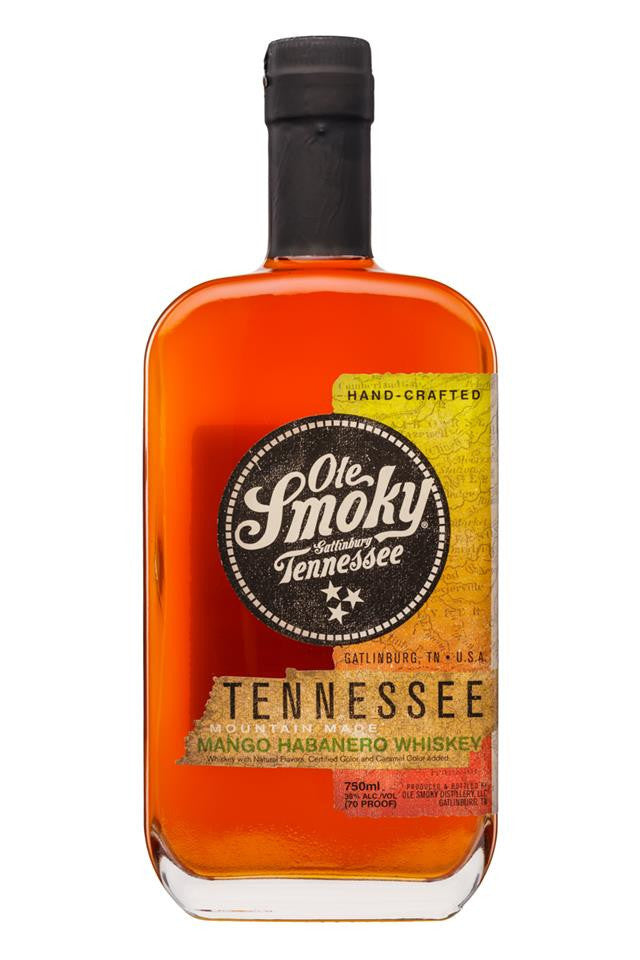 Bottle of Ole Smoky Tennessee whiskey on a white background