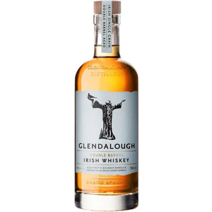 Glendalough Irish whiskey bottle on a white background