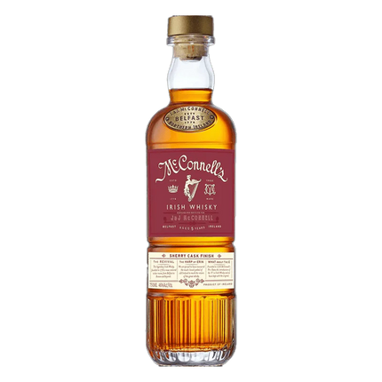 Bottle of McCannell's Irish Whiskey on a white background