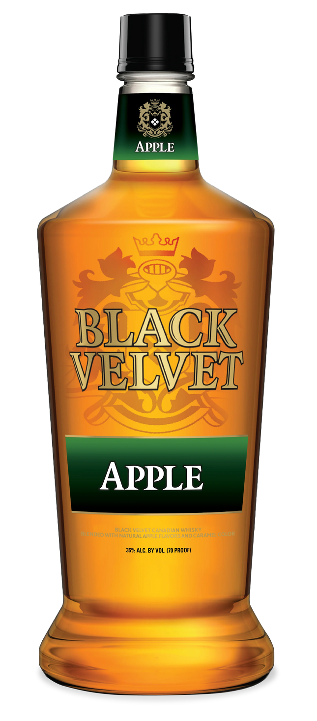 Black Velvet Apple whiskey bottle on a white background