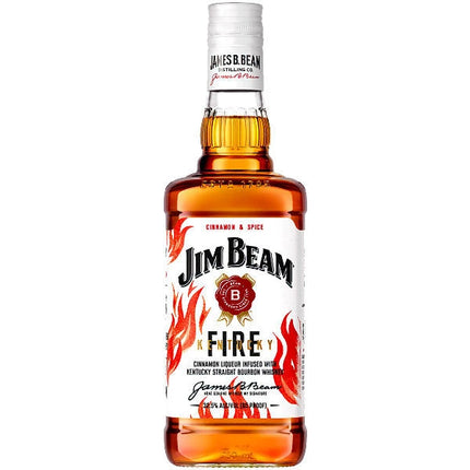 Jim Beam Fire whiskey bottle on a white background
