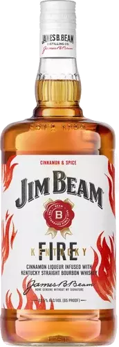 Jim Beam Fire whiskey bottle with label