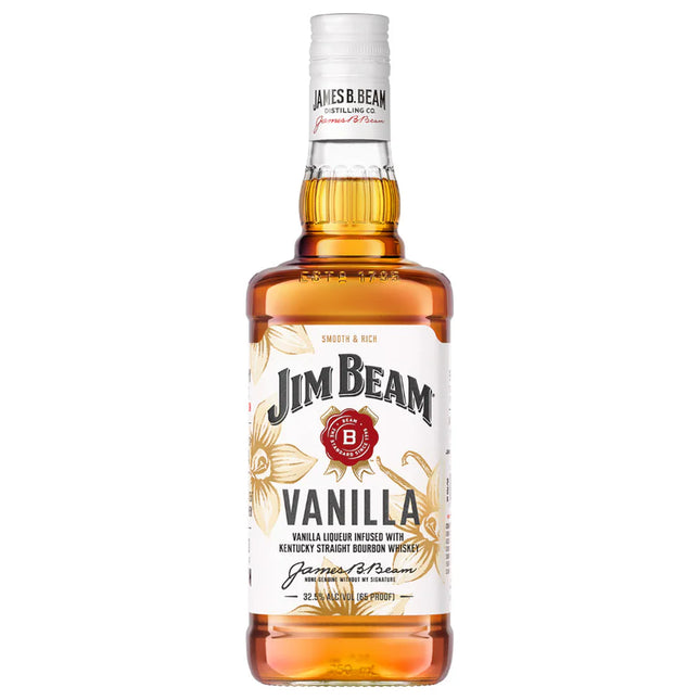 Jim Beam Vanilla whiskey bottle on a white background