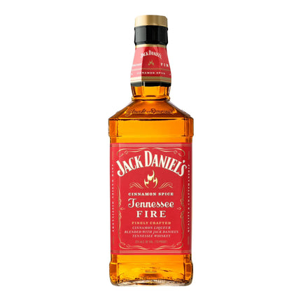 Jack Daniel's Tennessee Fire whiskey bottle on a white background