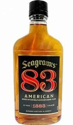 Seagram's 83 American whiskey bottle on a white background