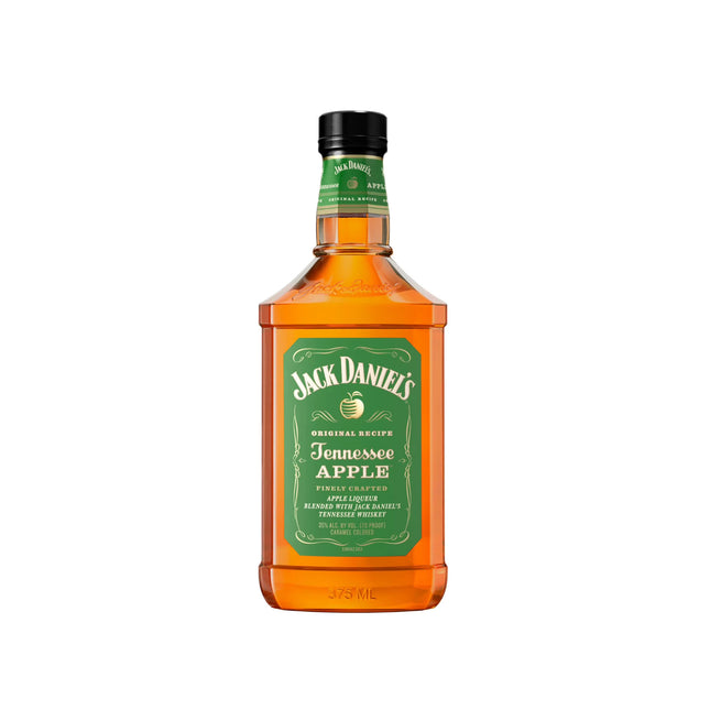 Jack Daniel's Tennessee Apple whiskey bottle on a white background