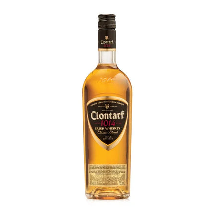 Clontarf Irish whiskey bottle on a white background