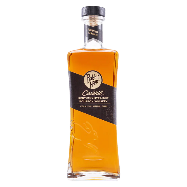 Bottle of Rabbit Hole Distilling Co. Caskbill Kentucky Straight Bourbon Whiskey on a white background